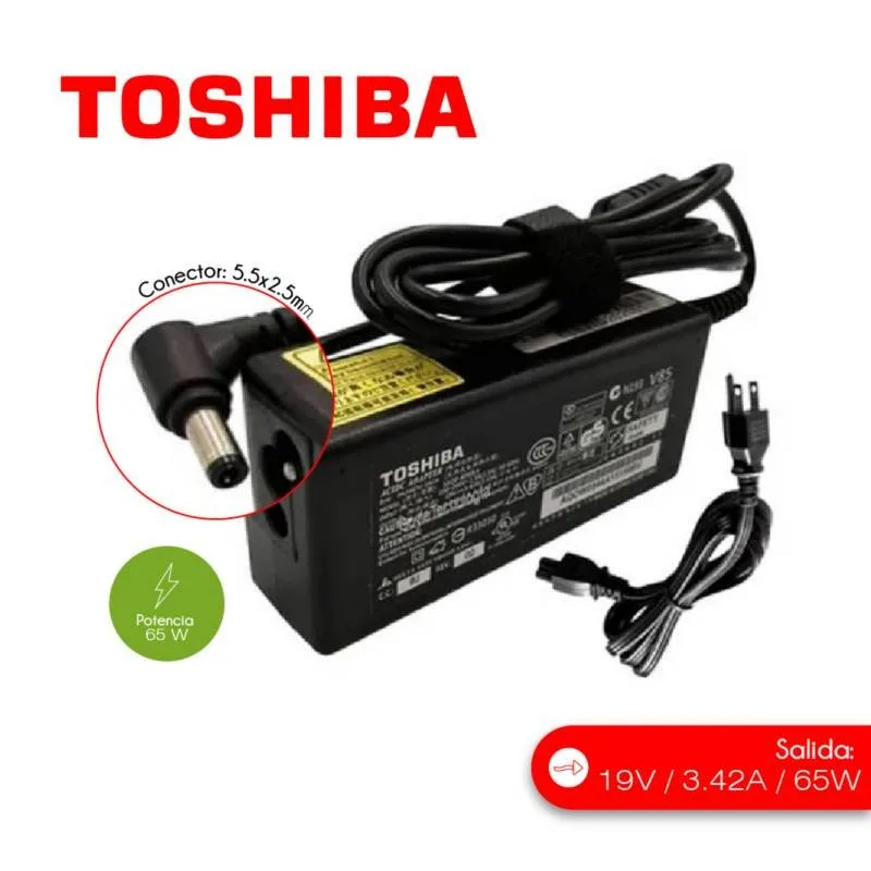 CARGADOR TOSHIBA 19V, 3.42A, 5.5x2.5mm, 65W