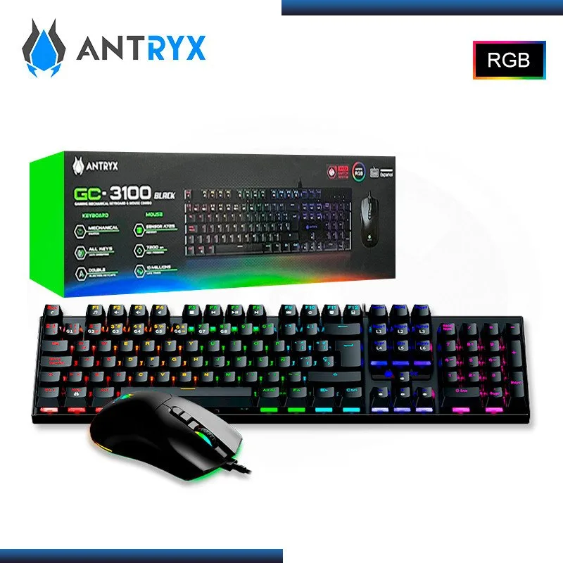 KIT ANTRYX GC-3100, TECLADO MECANICO Y MOUSE GAMER