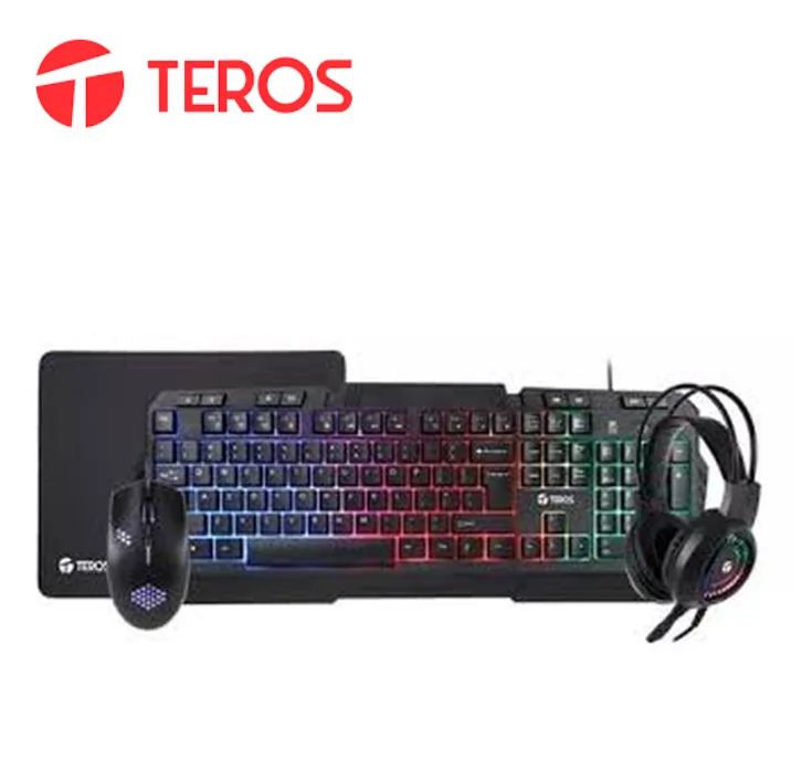 KIT TEROS TE-4060N TECLADO MULTIMEDIA, MOUSE, PAD Y AURICULAR