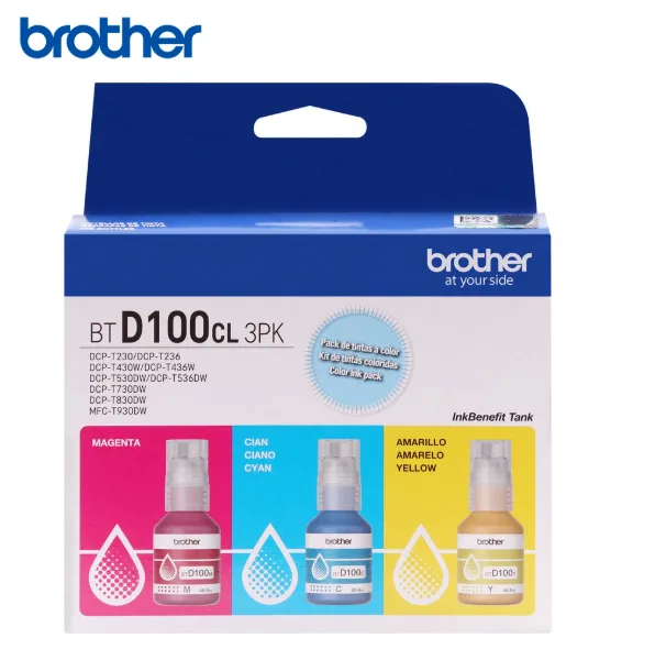 TINTA BROTHER TRI-PACK 3PK BTD-100CL3PK CYAN-MAGENTA-AMARILLO