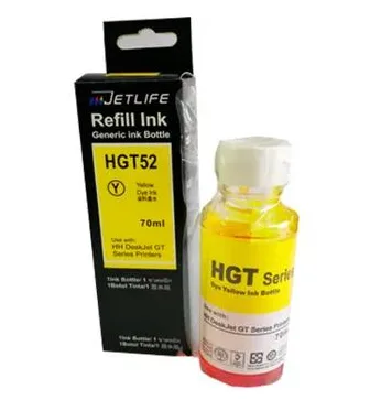 TINTA JETLIFE PARA HP GT52 AMARILLO, 90 ML