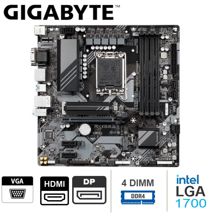 PLACA GIGABYTE B760M E, 2 DIMM, DDR5, LGA 1700