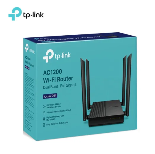 ROUTER TP-LINK ARCHER C64 AC1200, DOBLE BANDA, 4 ANTENAS