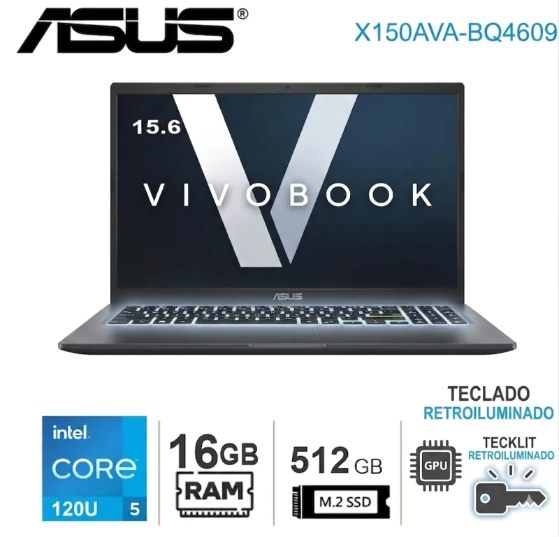 LAPTOP ASUS CORE 5 120U, 16GB, 512GB, 15.6, (X150AVA-BQ4609)