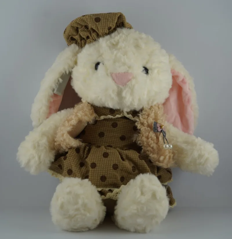 PELUCHE CONEJO CON VESTIDO Y BOINA