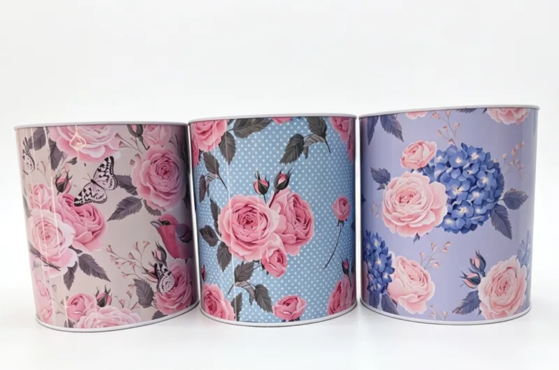 ALCANCIA DE LATA GRANDE DISEÑO FLORES