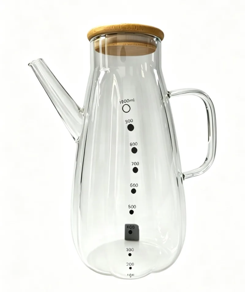 JARRA VIDRIO TAPA BAMBU 1000 ML