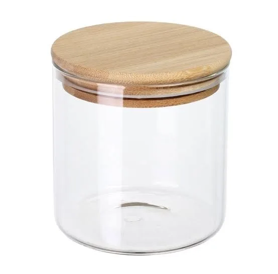POMO DE VIDRIO C/TAPA BAMBOO PEQUEÑO