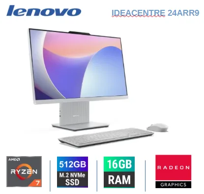 COMPUTADORA ALL IN ONE LENOVO IDEACENTRE 24ARR9, RYZEN 7 7335HS, 16GB, SSD 512GB, 23.8"