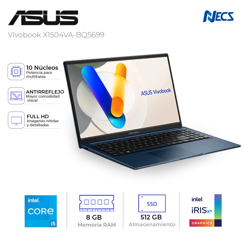 LAPTOP ASUS CORE 5 120U, 8GB, 512GB, 15.6, (X1504VA-BQ5699)