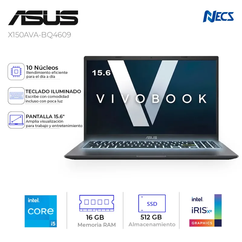 LAPTOP ASUS CORE 5 120U, 16GB, 512GB, 15.6, (X1504VA-BQ4609)