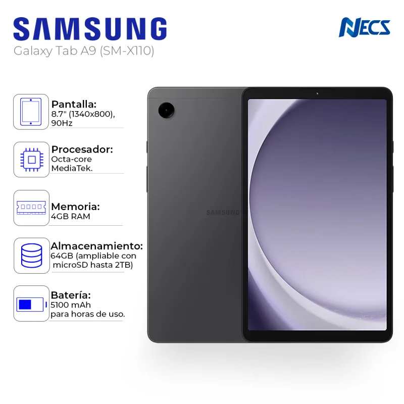 TABLET SAMSUNG GALAXY TAB A9 SM-X110, OCTA CORE, 4GB,64 GB SD, 8.7"