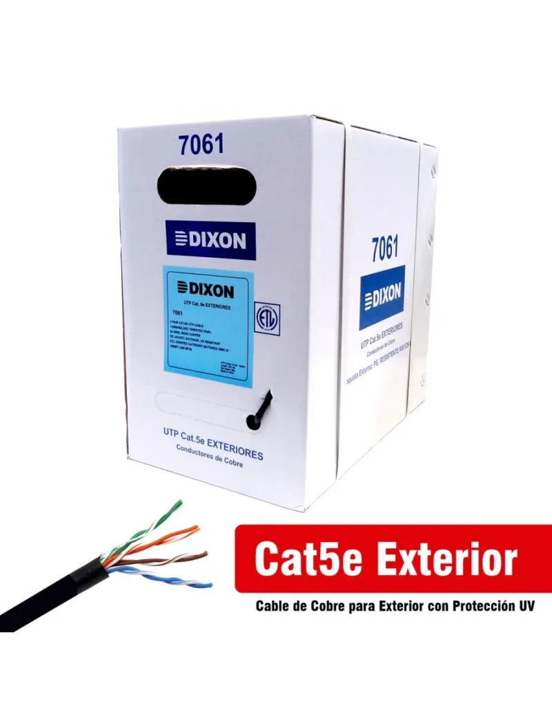 CABLE DE RED DIXON 7061 COBRE, CAT 5e, EXTERIOR PROTECCION UV