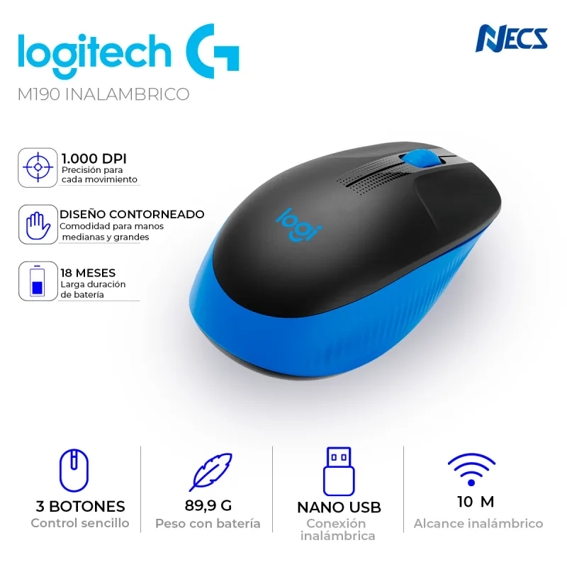 MOUSE LOGITECH M190 INALAMBRICO