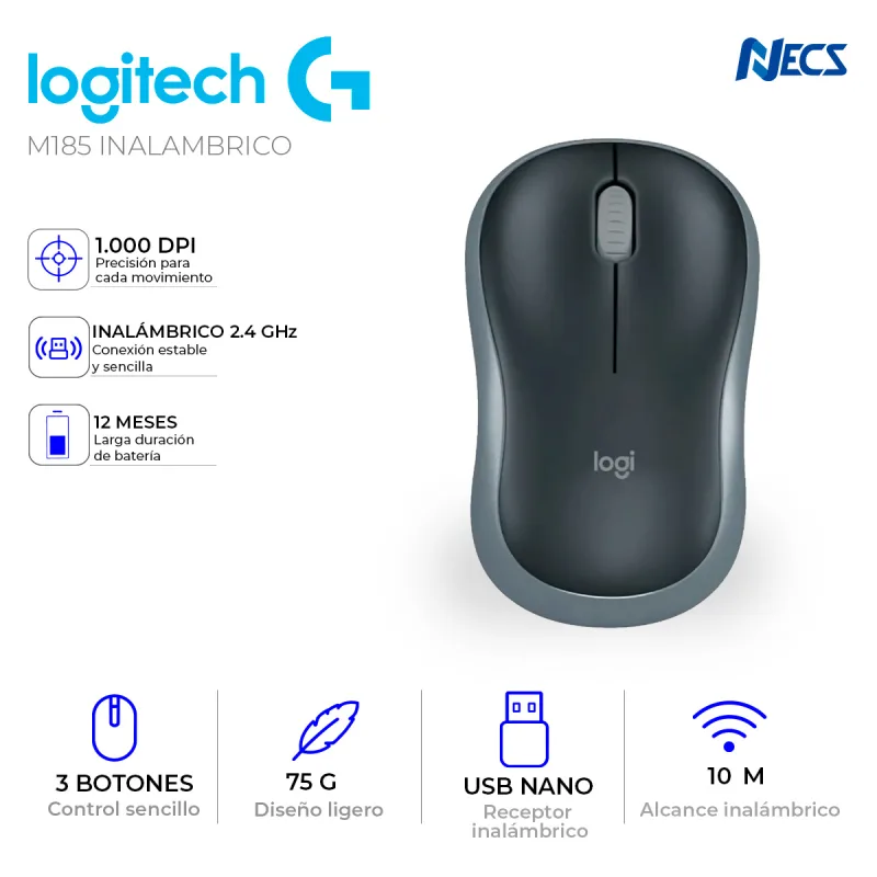 MOUSE LOGITECH M185 INALAMBRICO