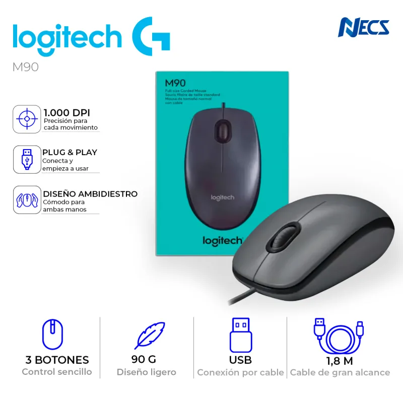 MOUSE LOGITECH M90, CABLE, USB