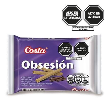 OBSESIÃ“N BARQUILLOS C9N CREMA SABOR CHOCOLATE 21G