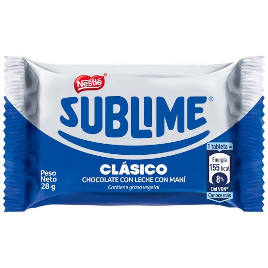 SUBLIME CLASICO CHOCOLATE LECHE CON MANI 26G