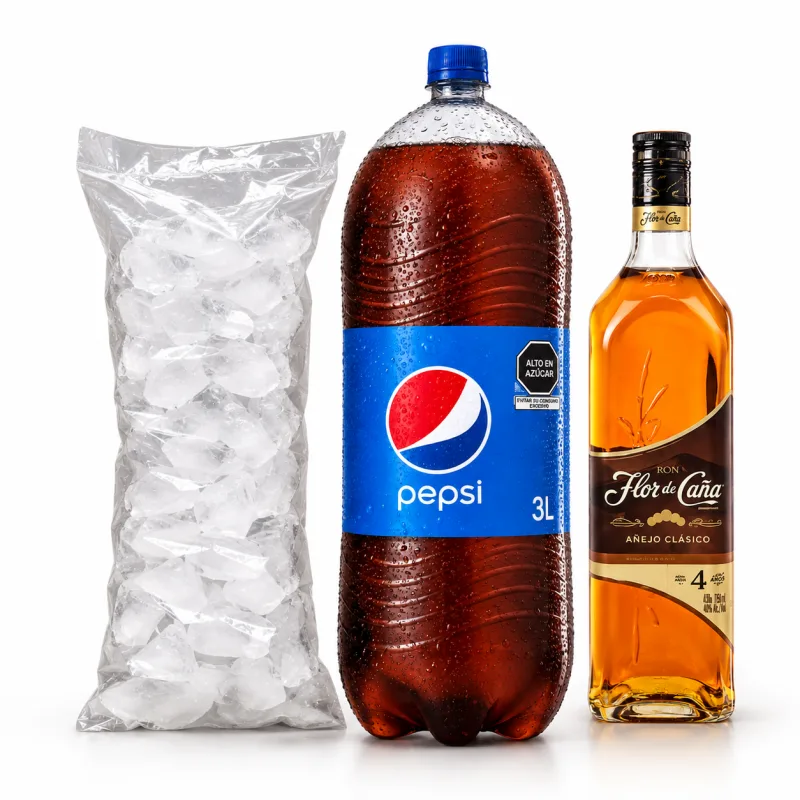 COMBO FLOR DE CAÑA+PEPSI3L+HIELO