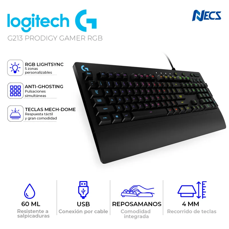TECLADO LOGITECH G213 PRODIGY GAMER RGB