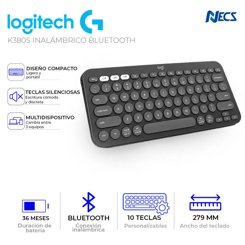 TECLADO LOGITECH PEBBLE KEYS 2 K380S INALÁMBRICO BLUETOOTH