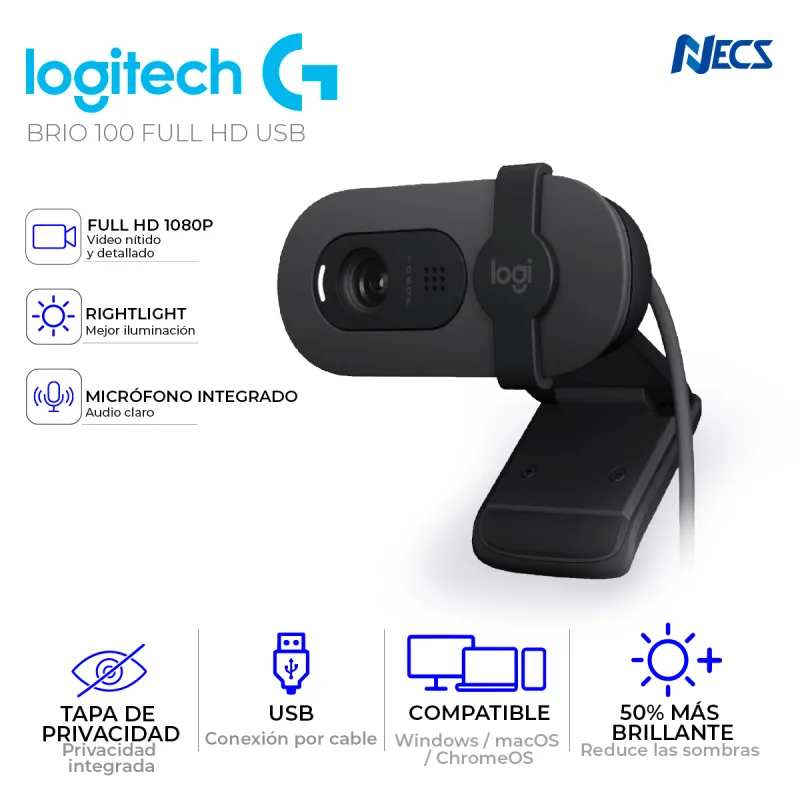 CAMARA WEB LOGITECH BRIO 100 FULL HD USB