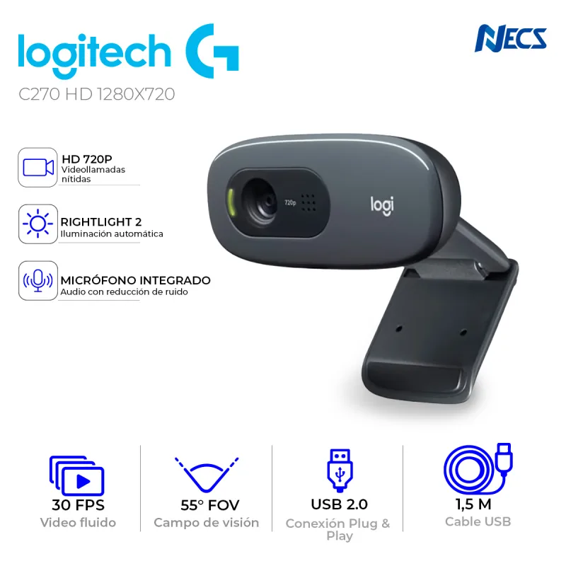 CAMARA WEB LOGITECH C270 HD 1280X720