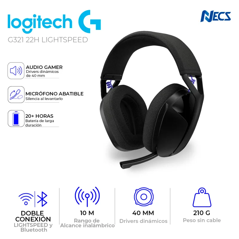 AURICULAR LOGITECH G321 22H LIGHTSPEED, BLUETOOTH