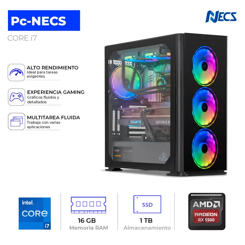COMPUTADORA INTEL CORE I7, 16GB DDR4, 1TB SSD, RX 5500 8GB