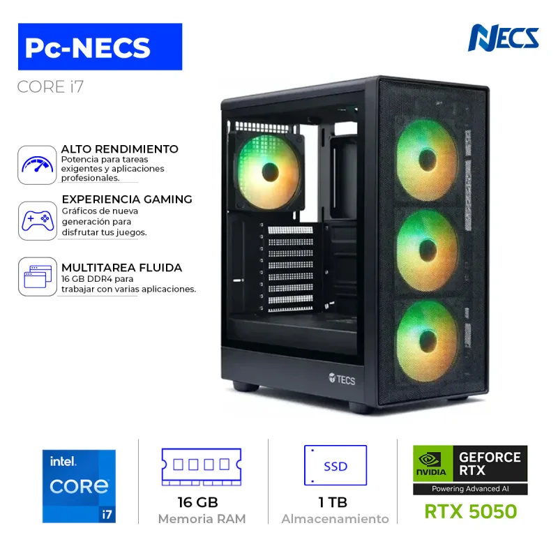 COMPUTADORA INTEL CORE I7, 16GB DDR4, 1TB SSD, RTX 5050 8GB