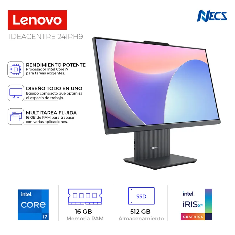 COMPUTADORA ALL IN ONE LENOVO IDEACENTRE 24IRH9, I7 13620H, 16GB, SSD 512GB, 23.8"