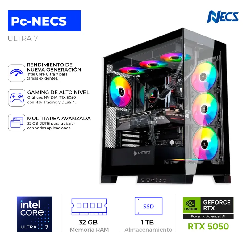 COMPUTADORA INTEL ULTRA 7, RAM 32GB DDR5, 1TB SSD, NVIDIA RTX 5050 8GB