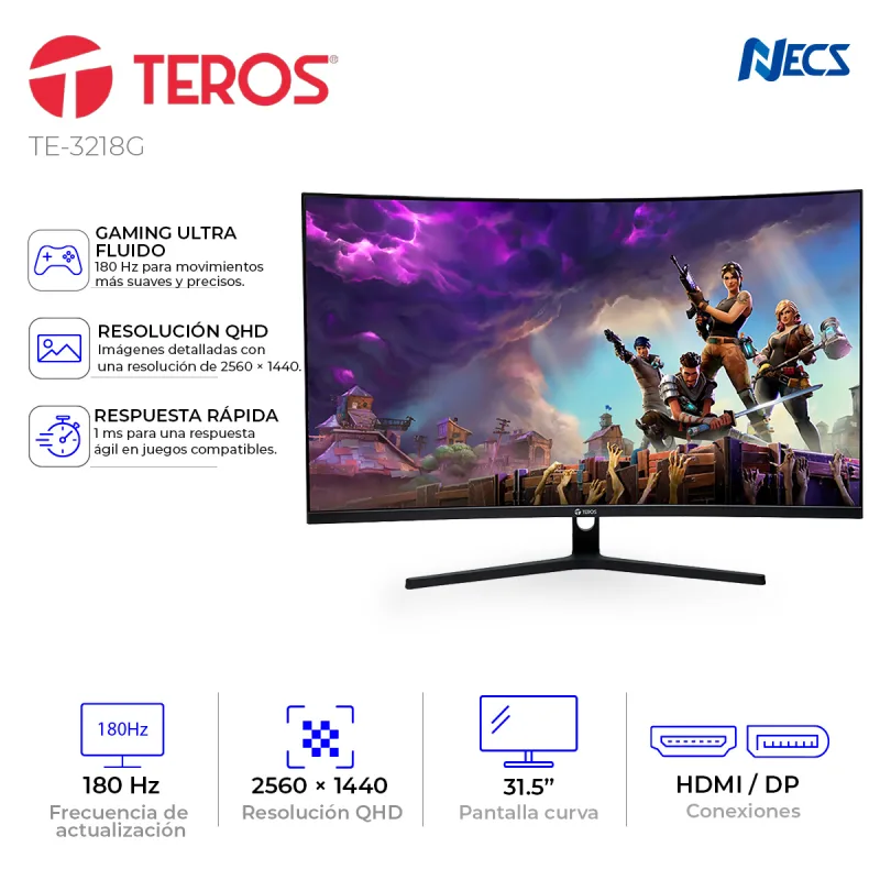 MONITOR TEROS TE-3218G, 31.5", 2560X1440, 180HZ, 1MS, HDMI DP