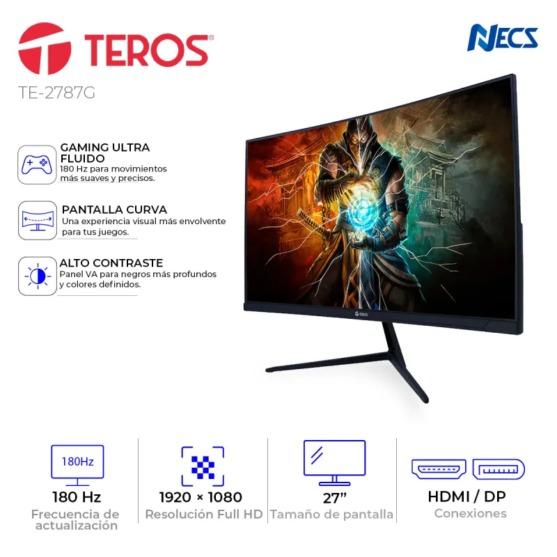 MONITOR TEROS TE-2787G, 27", 1920X1080, 180HZ, 1MS